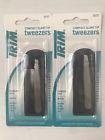 03257 Trim Set Of Compact Slant Tip Tweezers Case Brand New