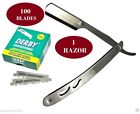 792273258980 Classic Stainless Straight Edge Barber Razor Derby Blades