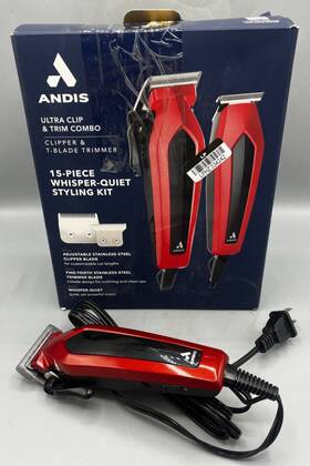 Andis 562324 Ultra Clip And Trim Combo 15-piece Whisper-quiet Styling Kit Used