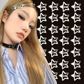 Brand Ffpoinap 762704551706 100 Pcs 1.22 Inch Star Hair Clips Y2k Accessories Silver 1.22in - 100pcs