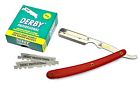 Classic Samurai Professional Barber Straight Edge Razor W 100 Ct Derby Single Razors Red 740016075615