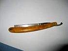 Constantine Antique Biskinty Straight Razor Butterscotch Amber Handle Engraved