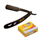 Cs102mbshark100 Classic Samurai Metal Straight Razor Black Shavette Shark 785123124269