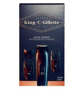 Gillette 047400670518 King C Beard Trimmer Set With 3 Interchangeable Combs - Black