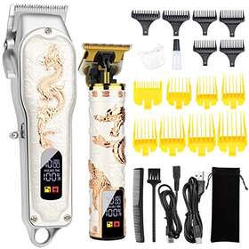 Hiena Pro 721553961722 Hair Clippers For Men T-blade Trimmer Set Professional White Gold