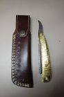 Mb-dr-08 Forseti Steel Throat Cutter Handmade Damascus Straight Razor Tan