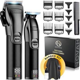 Novah Tmr-001 Professional Cordless Barber Hair Clippers And Trimmer Set Haircut Kit Fade