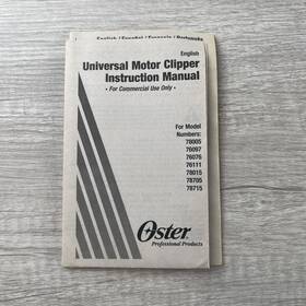 76076 Oster 78715 Instruction Manual For Universal Motor Clippers Models 78005 76097