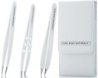 Pure Body Naturals Professional Sets Kits Stainless Steel Tweezers Set 3 Deluxe Slant Tip 646437061513