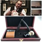 Ren-razor Unbranded Black Steel Cut Throat Straight Razor Shaving Brush Strop