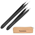 Sbt-bla-2324 Tweezees Precision Black Stainless Steel Tweezers Professional Slant 790045023668