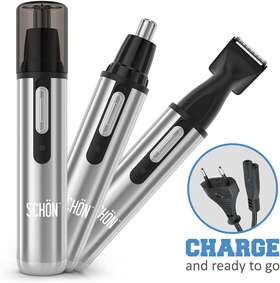 Schon 313046745744 Stainless Steel Rechargeable 3 In 1 Nose Hair Trimmer For Men And Women