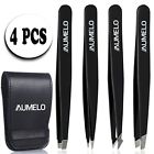 Ts-015 Aumelo Tweezers Set Professional Stainless Steel With Travel Case By