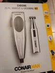 Conair Custom 1 Clipper & Trimmer 20 Piece Home Hair Cutting Kit Chrome. Fixed Price $23.99.
