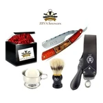 Zeva Solingen Multi Color Wood Handle Straight Razor Shaving Set Xmas Gift. Fixed Price $79.99.