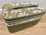 Rare Vintage Samsonite Flower Power Train Case Green Carpet Make Up Luggage. Fixed Price $100.00.