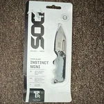 Sog Instinct Mini Fixed Blade Knife Drop Point Ss Plain Edge Silver G10 Sheath. Fixed Price $18.88.