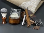 Barber Shaving Kit Set Straight Razor Brush Strop Wooden Bowl Mug Gift. Fixed Price $49.99.