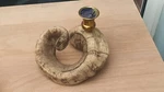 Vintage Rams Horn With Brass Candle Holder Inserted 5" Tall 7" Wide. Fixed Price $40.19.