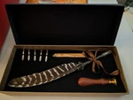 Feather Quill Calligraphy Set With 5 Nibs, Wax Seal, Wooden Handle, Gift Box. Fixed Price $13.00.