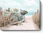Beach Canvas Wall Art For Bathroom Ocean Pictures Seaside Bicycle Print. Fixed Price $25.62.