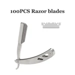 Professional Barber Hair Shaving Razor Straight Edge Folding Knife, 100 Blades. Fixed Price $8.99.