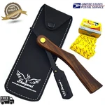 Professional Barber Hair Shaving Razor Straight Edge Folding Knife + 100 Blades. Fixed Price $13.49.