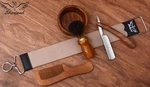 Barber Shaving Kit Set Straight Razor Brush Strop Wooden Box Father Gift. Fixed Price $36.00.