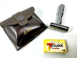 Genuine Leather Double Edge Safety Razor Travel Case +5 Blades Man Gift Holiday. Fixed Price $29.99.