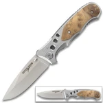 Speed Tech Gentleman Knife With Burl Wood Handle Folding Edc Pocket. Fixed Price $12.30.