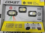 Coast CH1000R 1000-LUMEN Headlamp 3-PACK Rechargeable Dual Power IPX7. Fixed Price $44.99.