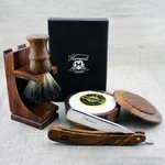 Wet Shaving Kit With Badger Brush Straight Razor Wooden Stand Soap &bowl. Fixed Price $16.99.