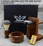 Clean Shave Kit Barber Shop Shaving Set With Stainless Steel Wooden Handle. Fixed Price $46.47.
