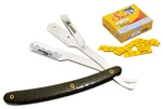 Cs Black Pattern Stainless Straight Edge Barber Razor +100 Shark Single. Fixed Price $10.45.