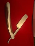 Kriegar #KG102 Straight Razor & Pouch! Metal Wood Handle -heavy. Fixed Price $25.00.