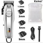 Kemei KM-1996-PG Cordless Hair Clipper Silver Black Usb Rechargeable Guards. Fixed Price $59.99.