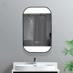 Led Lighted 20"L X 32"H Black Framed Rectangle Iphone Style Bathroom Mirror. Fixed Price $199.99.