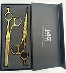Professional Hair Cutting Shears 6 Inch Golden Japanese 440C Barber Scissors. Fixed Price $164.99.