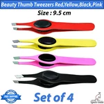 Slanted Tip & Grip Eyebrow Tweezers Beauty Thumb Forceps Red Yellow Pink. Fixed Price $18.09.