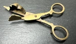 Vintage Brass Candle Wick Trimmer Footed Scissors M580. Fixed Price $14.00.