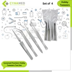 Cynamed Precision Hobby Tweezers Tool Set Long Kit Curved 4PCS. Fixed Price $7.85.