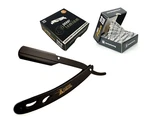 Classic Samurai Matte Black Folding Straight Razor + 100 Derby Premium Blades. Fixed Price $15.99.