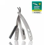 Navajas Afeitar Barbero Profesional Acero Inoxidable Kit Con 100 Hojas Derby. Fixed Price $19.99.