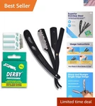 Equinox Matte Black Straight Razor Kit - 100 Single Edge Derby Blades Included. Fixed Price $35.98.