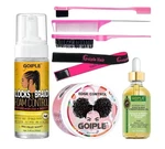 Goiple Hair Styling Kit With Foam, Edge Control, Oil, Comb, Head Band & Brushes. Fixed Price $18.95.