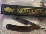 The Grim Blades Straight Razor 6/8" Square Wood Hanle New In Box. Fixed Price $210.00.
