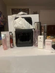 Dior Beauty Black Top Handle Vanity Pouch + Makeup & Fragrance 12 Pc Gift Set. Fixed Price $220.00.