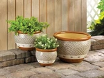 Earth Tone Flower Pot Planters 3 Piece Set. Fixed Price $67.99.