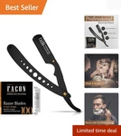 Fac Professional Straight Razor Kit - 100 Platinum Blades For Men Grooming. Fixed Price $16.99.