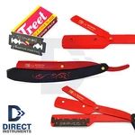 Red & Black Floral Straight Edge Hair Shaving Razor Folding Knife + 10 Blades. Fixed Price $10.53.